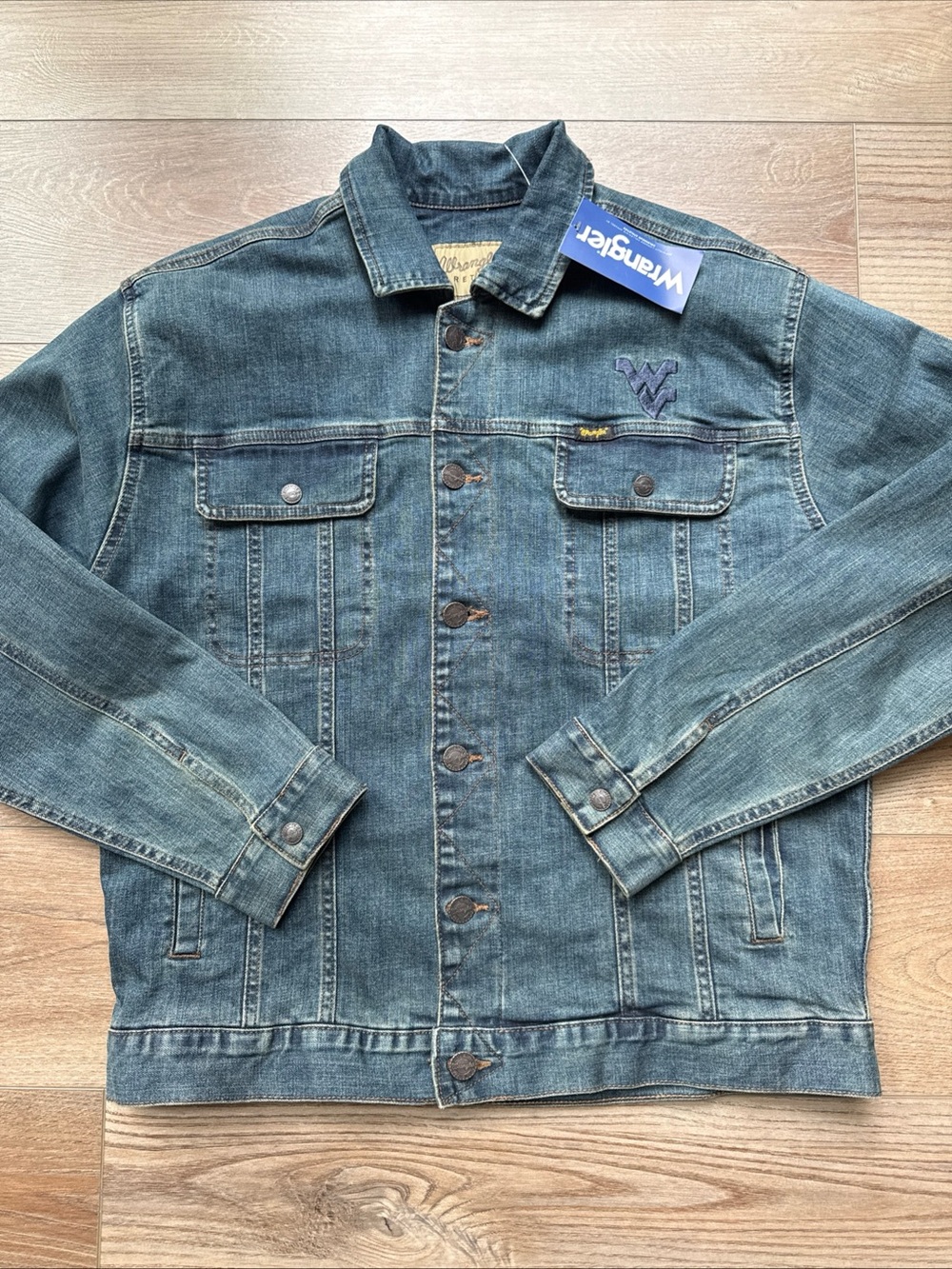 Men’s Wrangler West Virginia Mountaineers WVU Denim Jean Jacket Blue